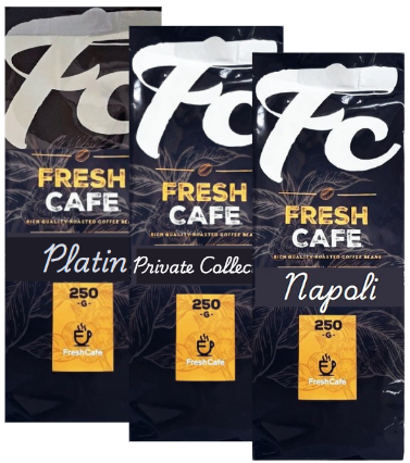 מיקס 750 גרם קפה טחון למקינטה מבית Private Collection ,Platin ,Napoli FreshCafe מיקס 750 גרם קפה טחון למקינטה מבית Private Collection ,Platin ,Napoli FreshCafe